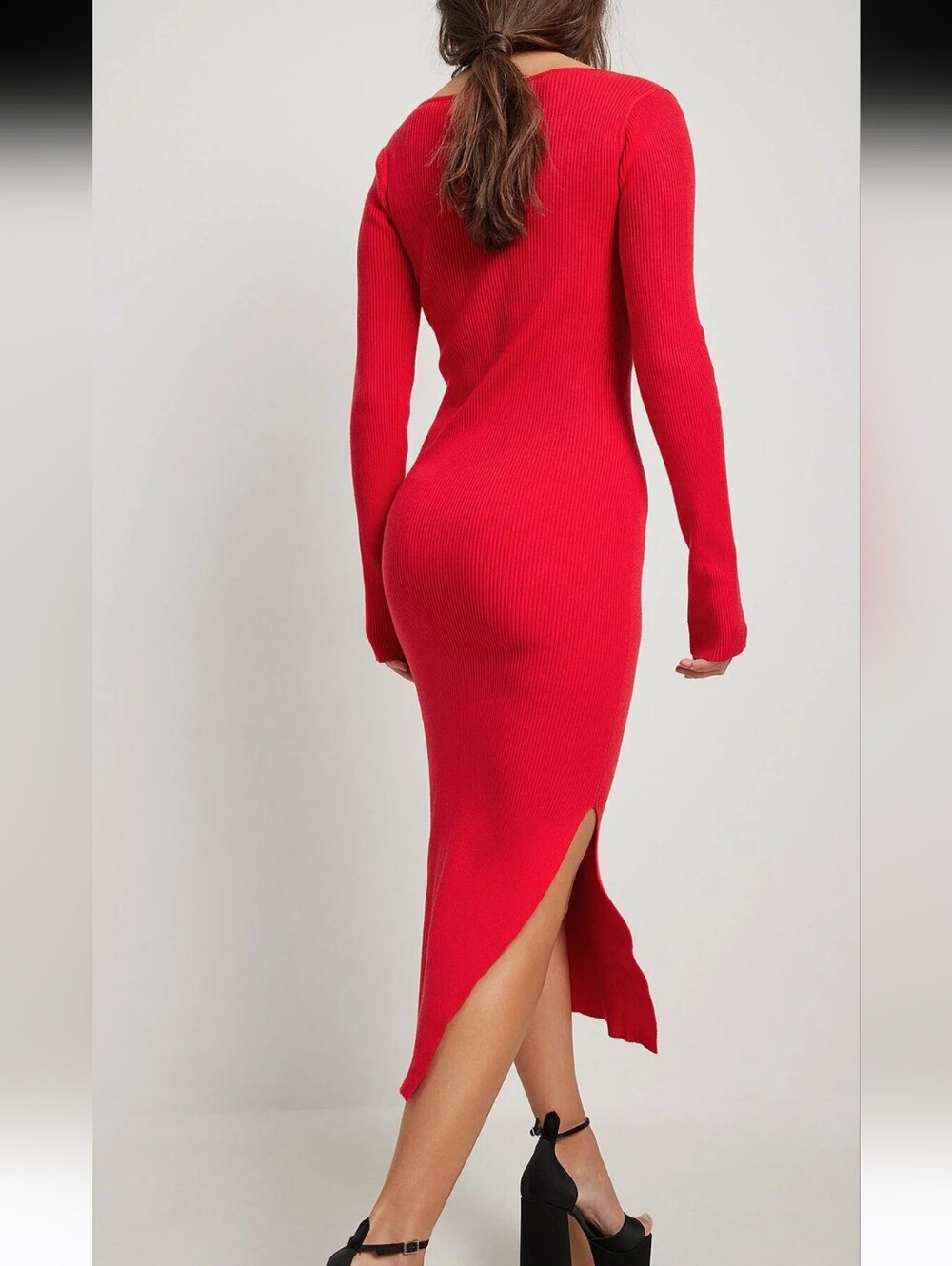 NA-KD Scoop Neck Midi Slit Dress Size XS - Picture 2 of 10